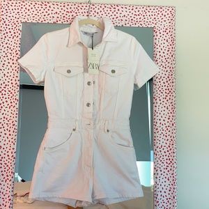ZARA WOMENS XS WHITE JEAN DRESS